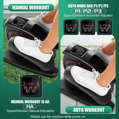 Under Desk Elliptical, Electric Ellipse Leg Exerciser While Sitting for Seniors Adults, Quiet Portable Motorized Seated Foot Pedal Exerciser with Remote Control for Home Office Use