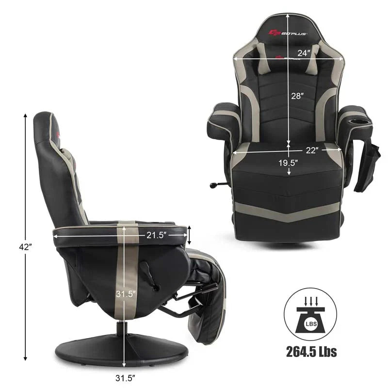 Pu Leather Massage Gaming Chair Ergonomic High Back Racing Style Gaming Recliner With Adjustable Backrest Amp Footrest Cup Holder Side Pouch - Comfortable And Ergonomic Design