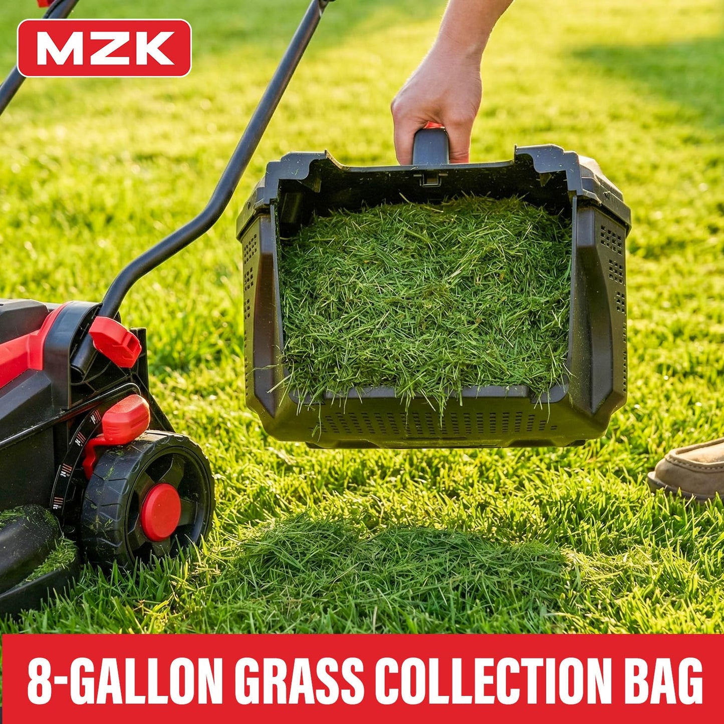 MZK 20V 13" Cordless Electric Lawn Mower with Grass Bag