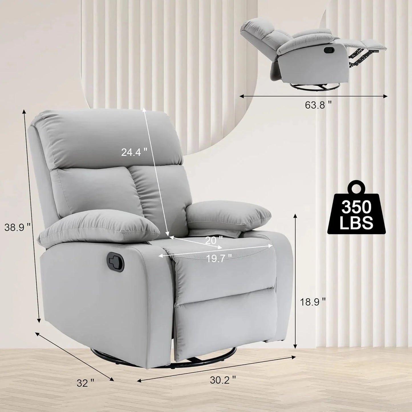 Small Swivel Rocker Recliner Chair for Compact Spaces