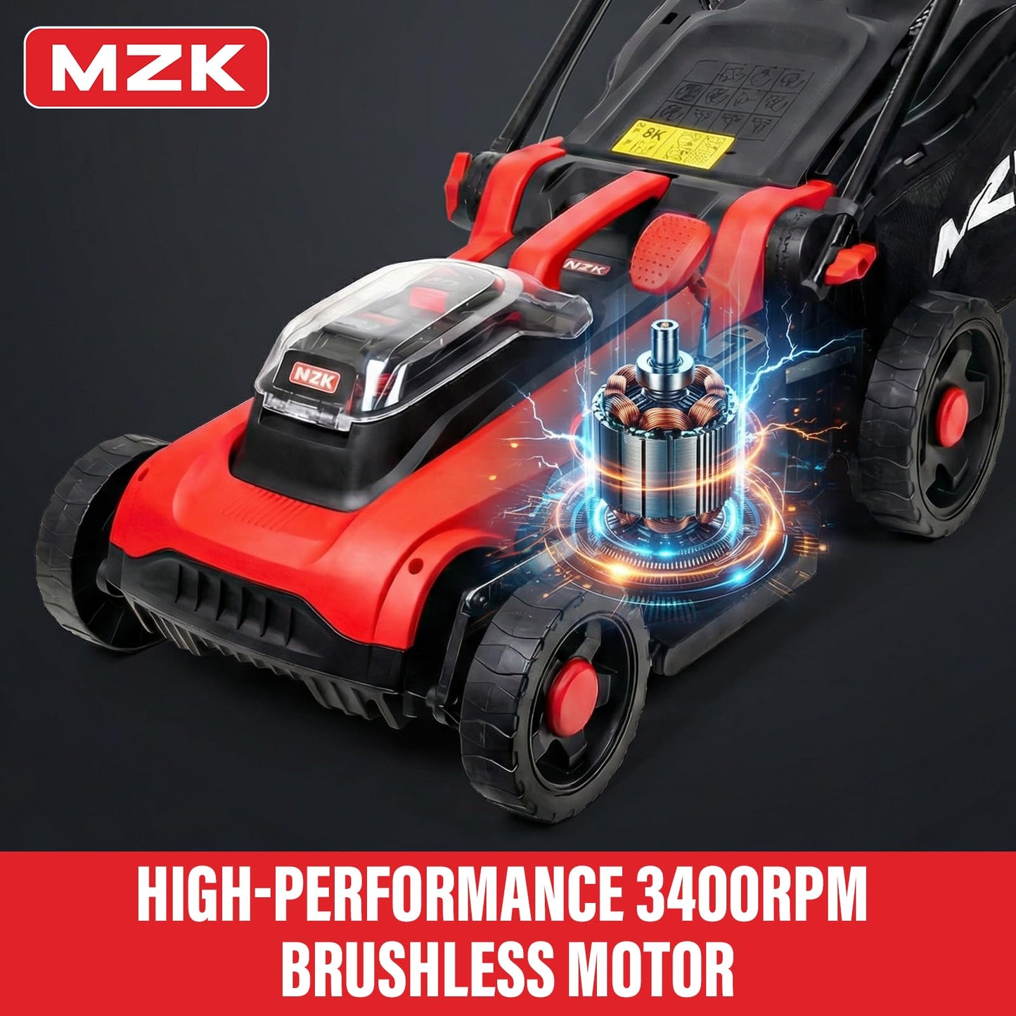 MZK 40V 16" Brushless Cordless Electric Lawn Mower