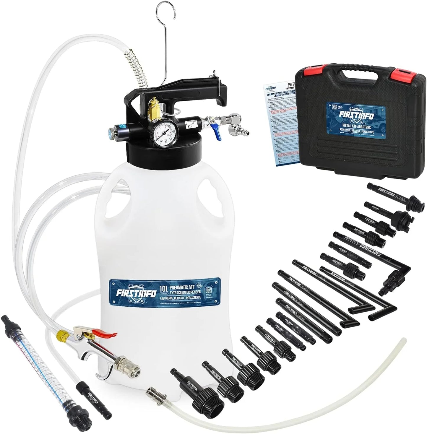 Patented 10L Automatic Transmission Fluid Pump ATF Refill System Dispenser Extractor with 21 Pcs ATF Filler Adapters&Refilling Funnel + Drainer and Refill Kit