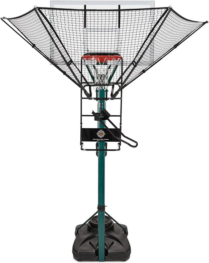 Rebounder Net Return System Portable Shot Trainer for Traditional Pole and Wall Mounted Hoops with Rotating Return Chute