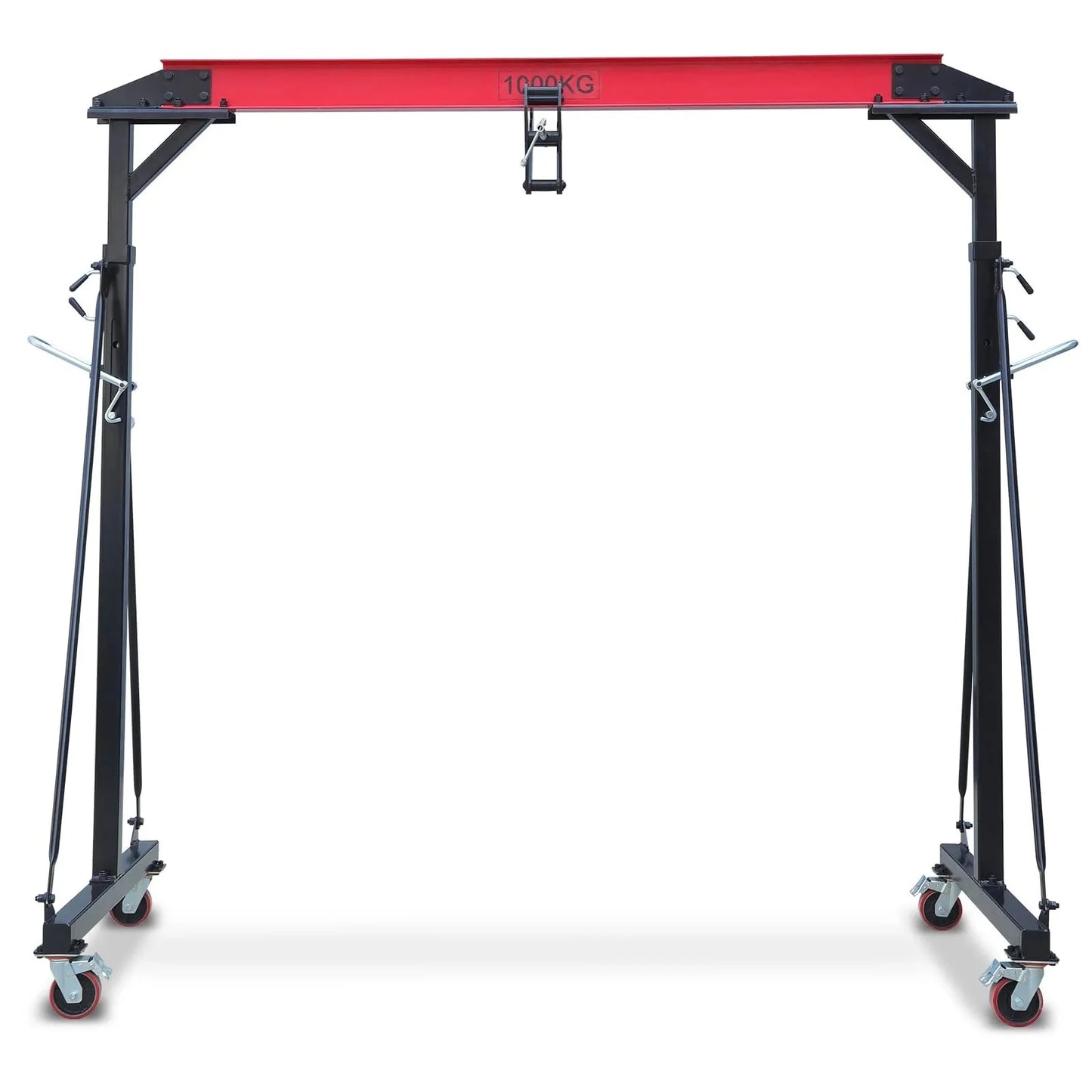 Garvee 1 Ton Adjustable Gantry Crane, 2200 lbs Capacity, Height Adjustable 96.5"-143.7", Portable Hoist for Factory, Construction, Warehouse, Auto Repair