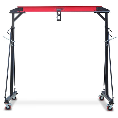 Garvee 1 Ton Adjustable Gantry Crane, 2200 lbs Capacity, Height Adjustable 96.5"-143.7", Portable Hoist for Factory, Construction, Warehouse, Auto Repair