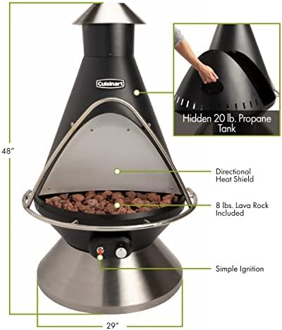 COH-600 Propane Fire Pit, Patio Heater with Tip-Over Safety Switch, 8 lbs. Lava Rocks Included, 31" x 31" x 48"