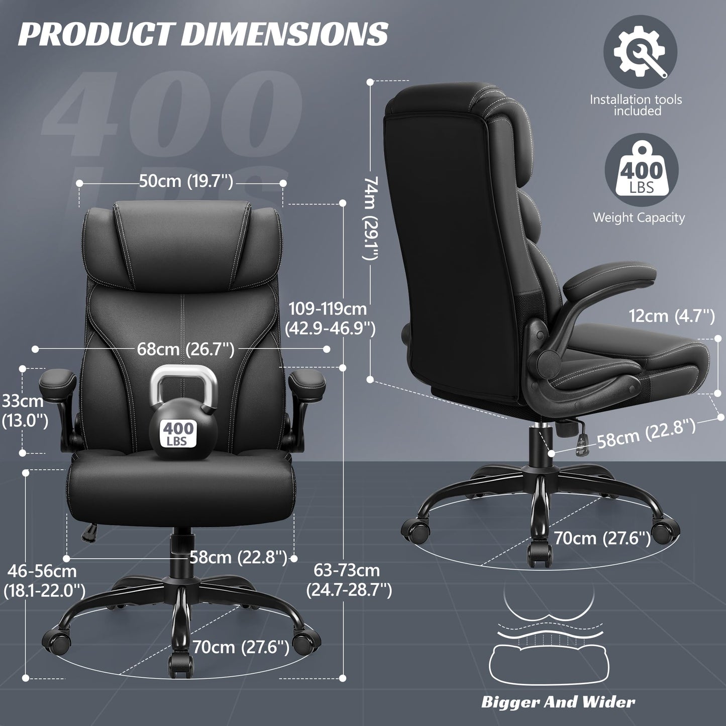 HEROSET Ergonomic Big and Tall Executive Office Chair