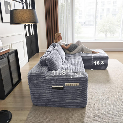 Cloud Sectional Couch with L-Shape Chaise, Modern Modular Sofa with Deep Seat, Built-in Cup Holder & Storage Pocket for Living Room Bedroom, No Assembly Required (Dark Gray, Left Sitting Chaise)