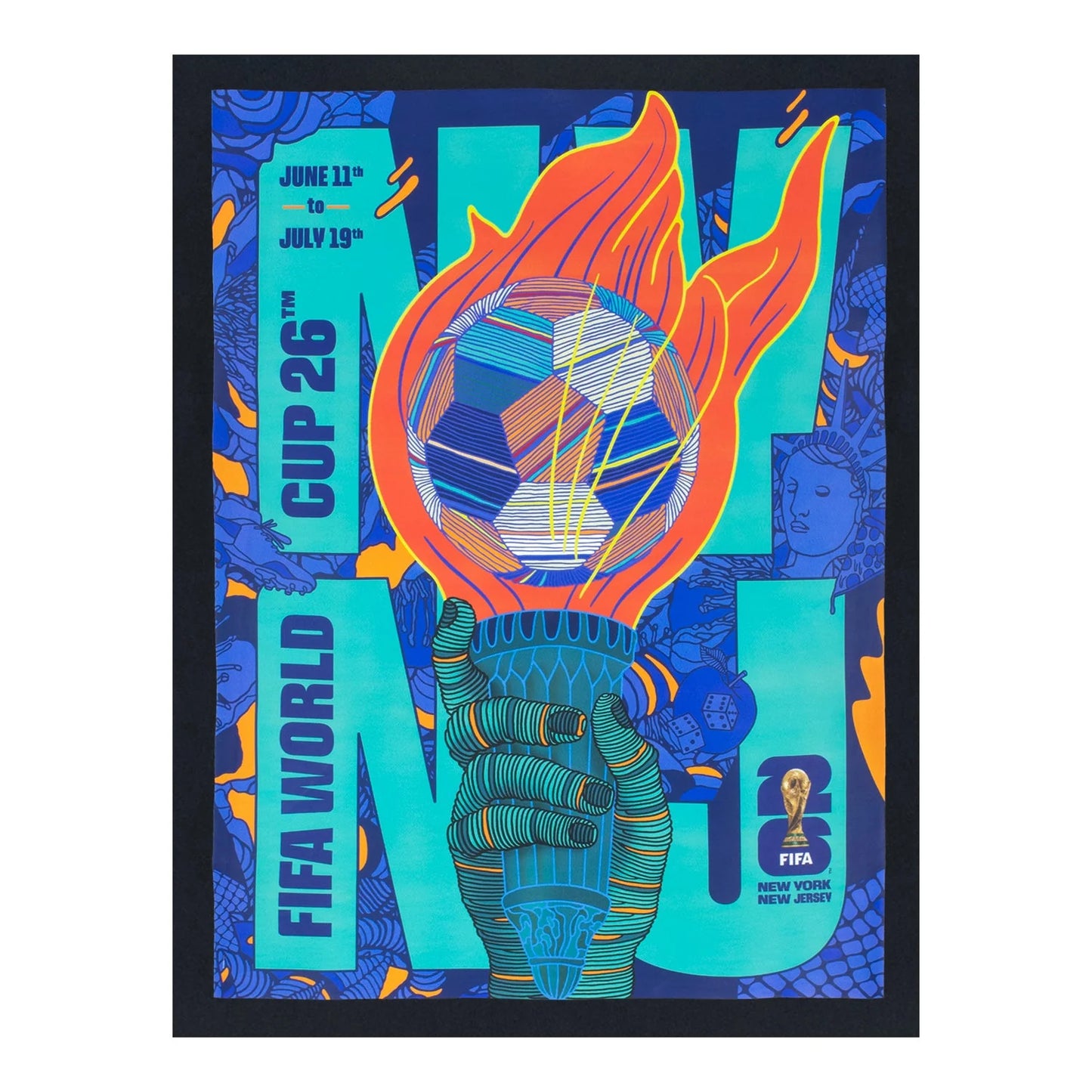 FIFA World Cup 2026™ New York New Jersey Poster Black T-Shirt - Unisex