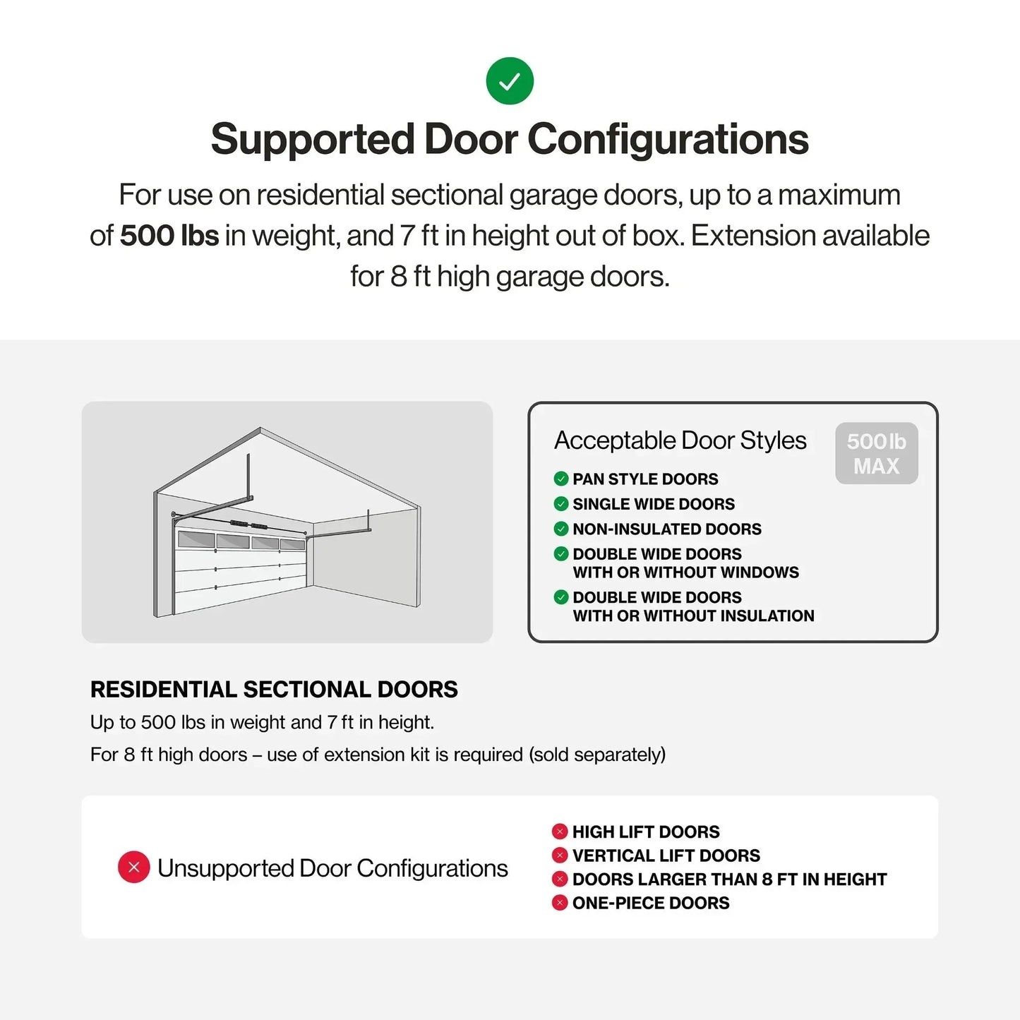 Chain Drive 750 3/4 HPc Garage Door Opener w/Battery Backup - Heavy Duty.