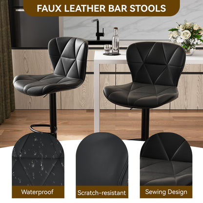 NALUPATIO Modern Bar Stools Set of 2 - Adjustable Faux Leather