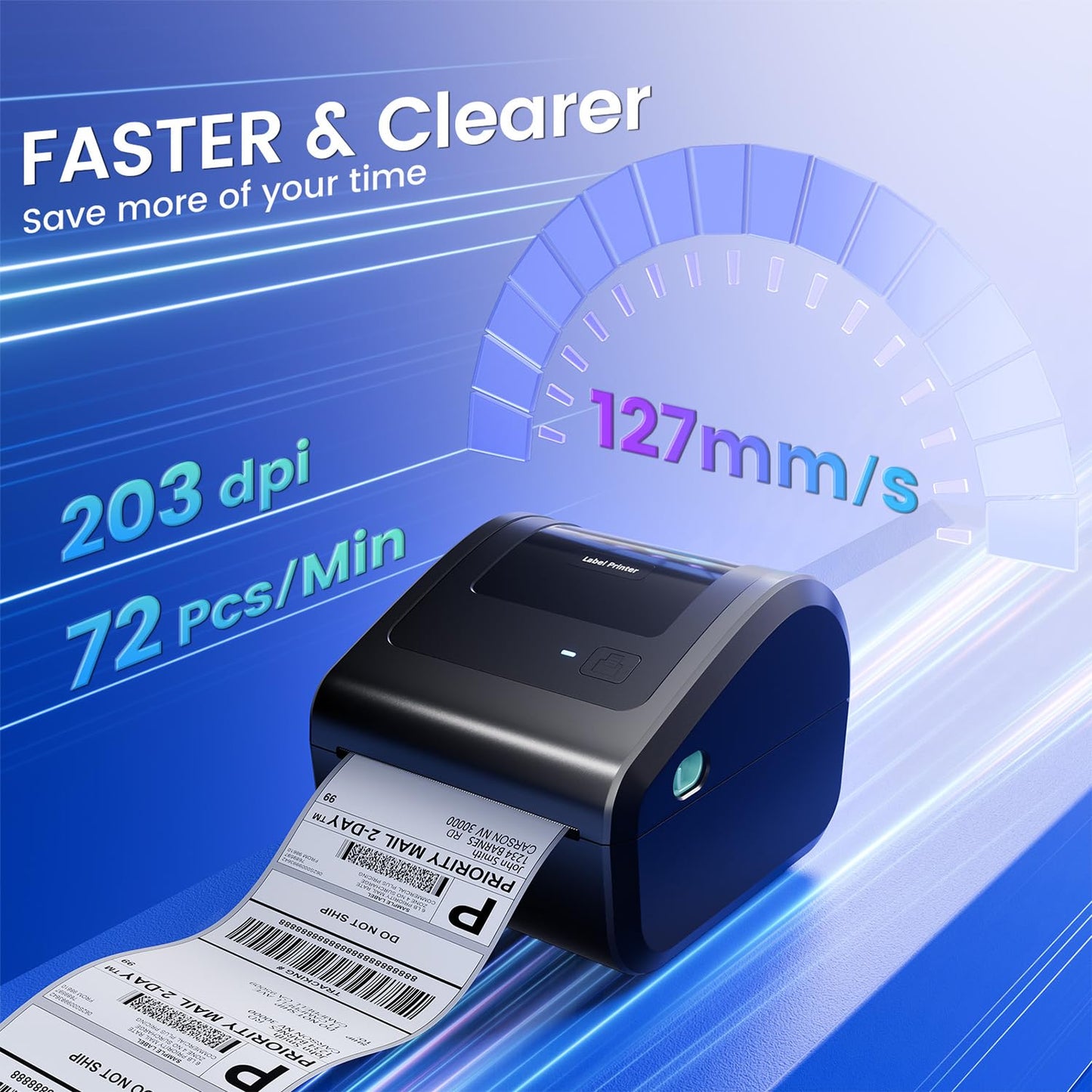 OMEZIZY Bluetooth Shipping Label Printer D450BT 4x6