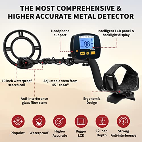 ULHUND Upgraded Metal Detectors for Adults-Professional Higher Accuracy and Sensitivity 9 Gold Detector
