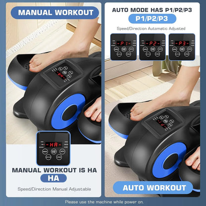 Under Desk Elliptical, Electric Ellipse Leg Exerciser While Sitting for Seniors Adults, Quiet Portable Motorized Seated Foot Pedal Exerciser with Remote Control for Home Office Use