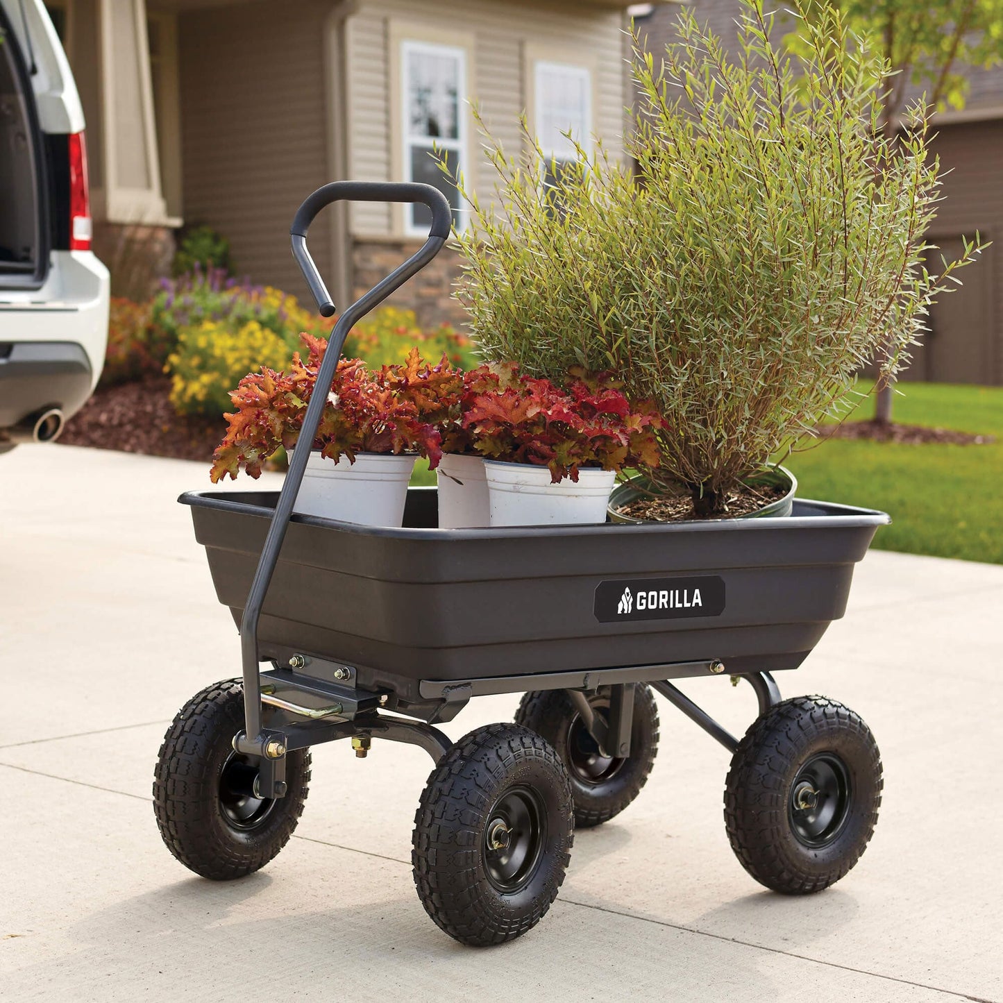 GORILLA CARTS Poly Garden Dump Cart - 600 lb Capacity Utility Wagon