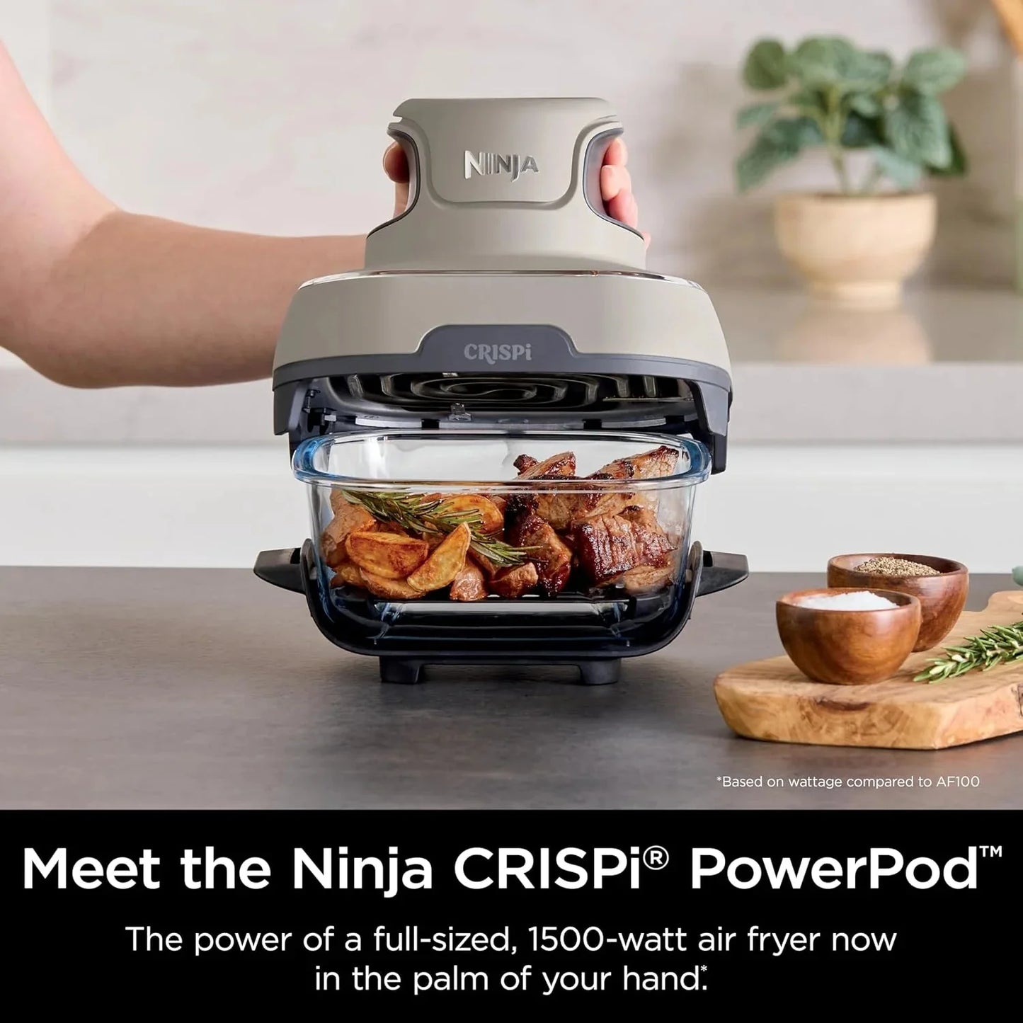 Ninja Crispi 4-in-1 Portable Glass Air Fryer Cooking System, 1500W, 4QT & 6-Cup TempWare Glass Containers with Storage Lids, Microwave, Freezer & Dishwasher Safe