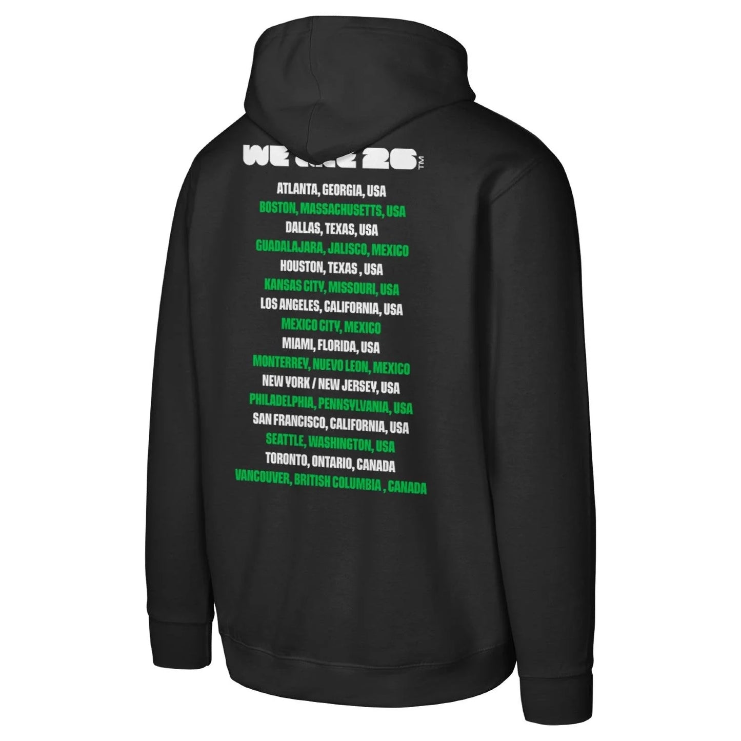 FIFA World Cup 2026™ Host Cities Futbol Black Hoodie - Unisex