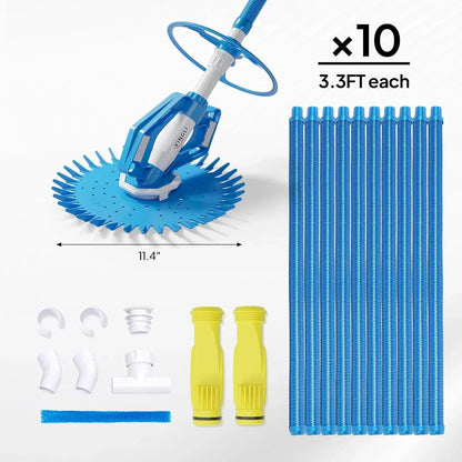VINGLI Pool Vacuum Cleaner Automatic Sweeper Swimming Pool Creepy Crawler Vacuum with 33FT Hoses (Navy Blue&White)
