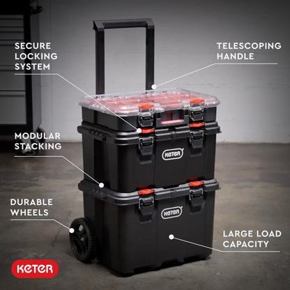 KETER Stack-n-Roll Tools Organizer - 3 Piece Rolling System