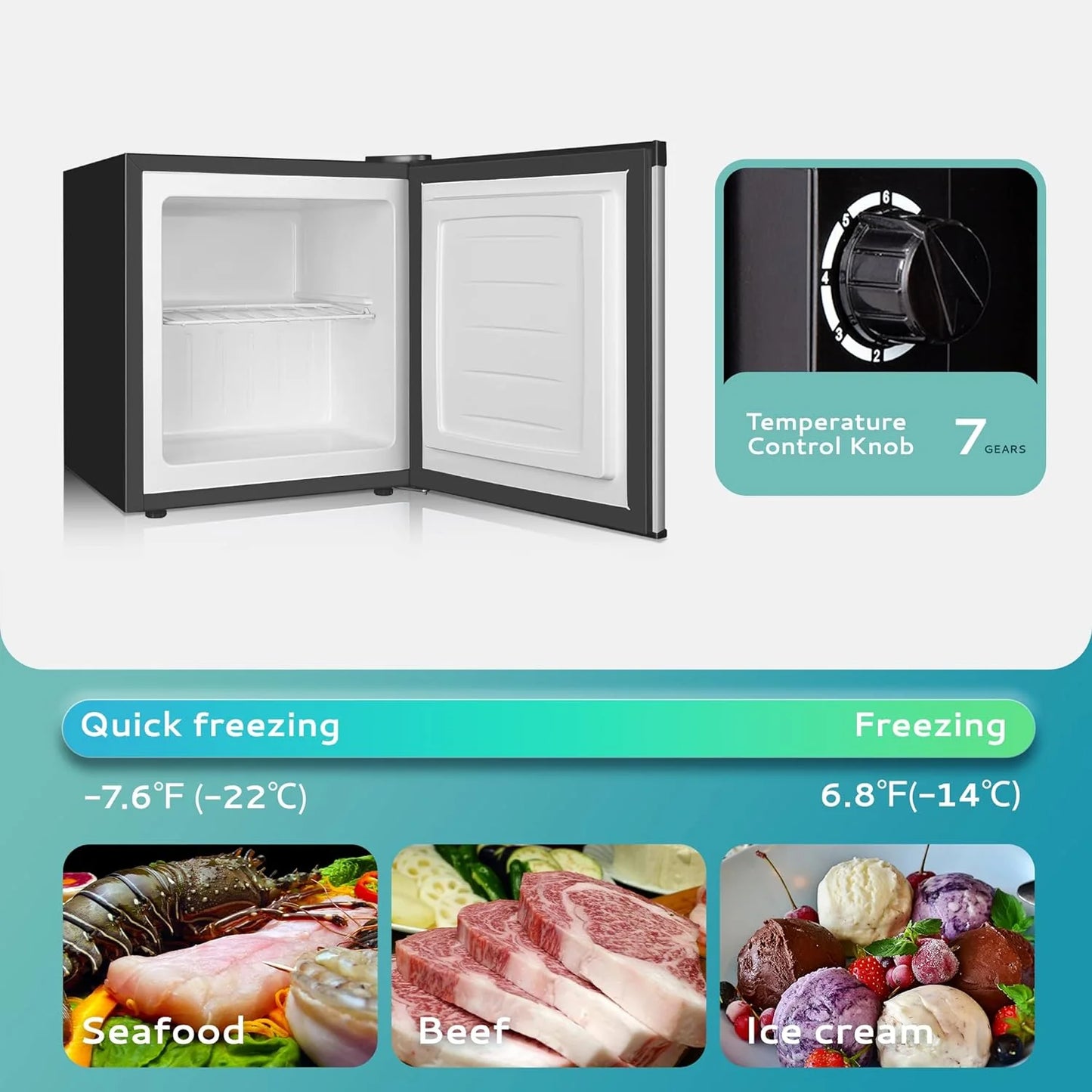 Upright freezer, 3.0 Cubic Feet, Single Door Compact Mini Freezer with Reversible Stainless Steel Door, Small freezer for Home/Dorms/Apartment/Office (Silver)