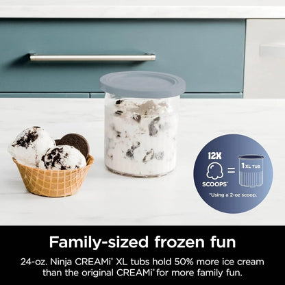 Ninja NC301 CREAMi Ice Cream Maker, for Gelato, Mix-ins, Milkshakes, Sorbet, Smoothie Bowls & More, 7 One-Touch Programs, with (2) Pint Containers & Lids, Compact Size, Perfect for Kids, Silver