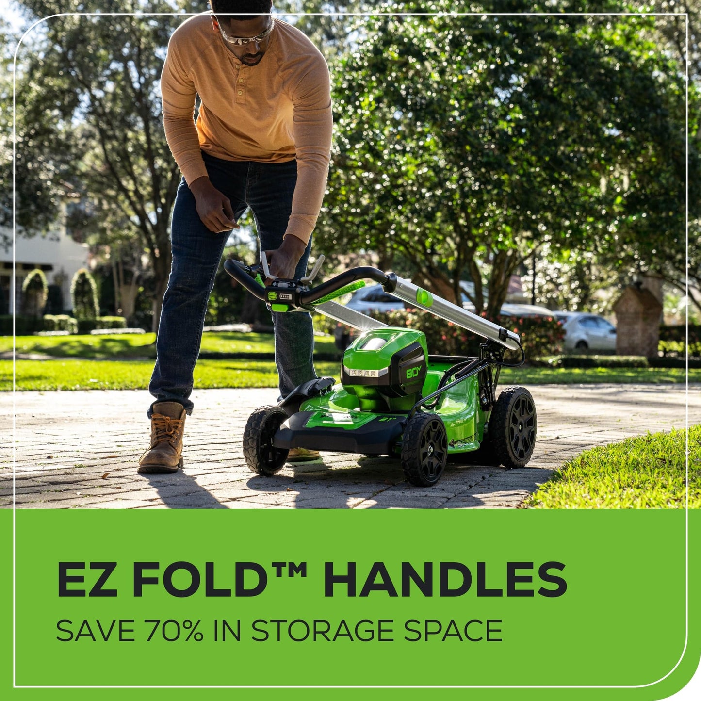 GREENWORKS 80V Self-Propelled Cordless Lawn Mower with Battery