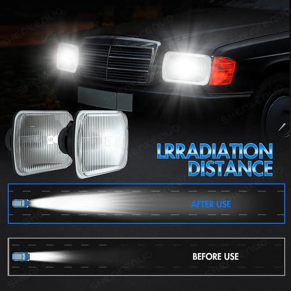 for Ford F 150 F 250 Truck E-150 E-250 Van 5x7'' 7x6'' LED Crystal Clear Glass Lens Headlight Set