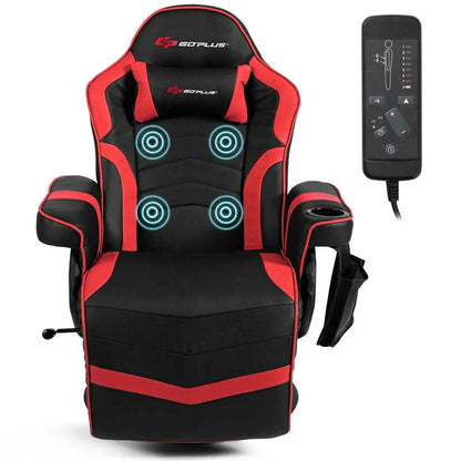 Pu Leather Massage Gaming Chair Ergonomic High Back Racing Style Gaming Recliner With Adjustable Backrest Amp Footrest Cup Holder Side Pouch - Comfortable And Ergonomic Design