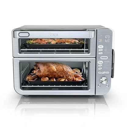 Ninja Countertop Oven Double Stack XL & Air Fryer with Pro Cook System, 12 in 1, Flexdoor, FlavorSeal, SMART FINISH with DualZone Technology, Air Fryer, Bake, Broil, Reheat, Stainless Steel, DCT651