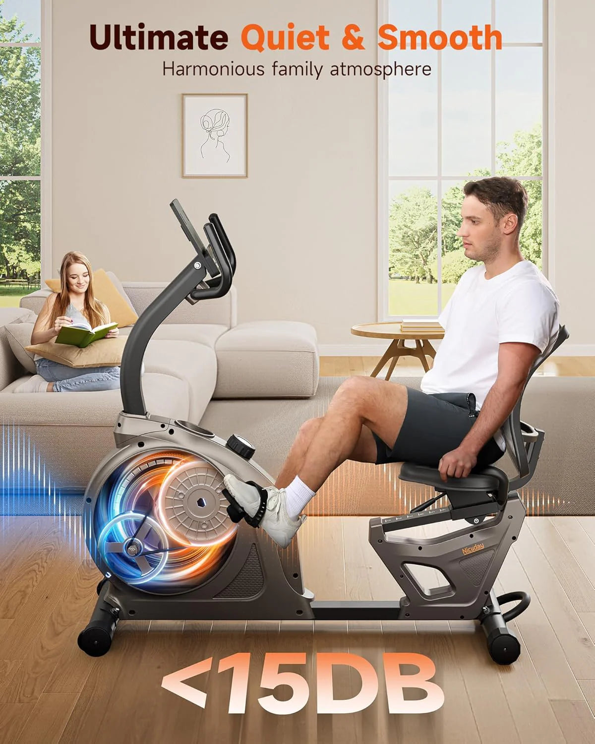 Niceday Recumbent Exercise Bike 400lbs App LCD Heart Monitor