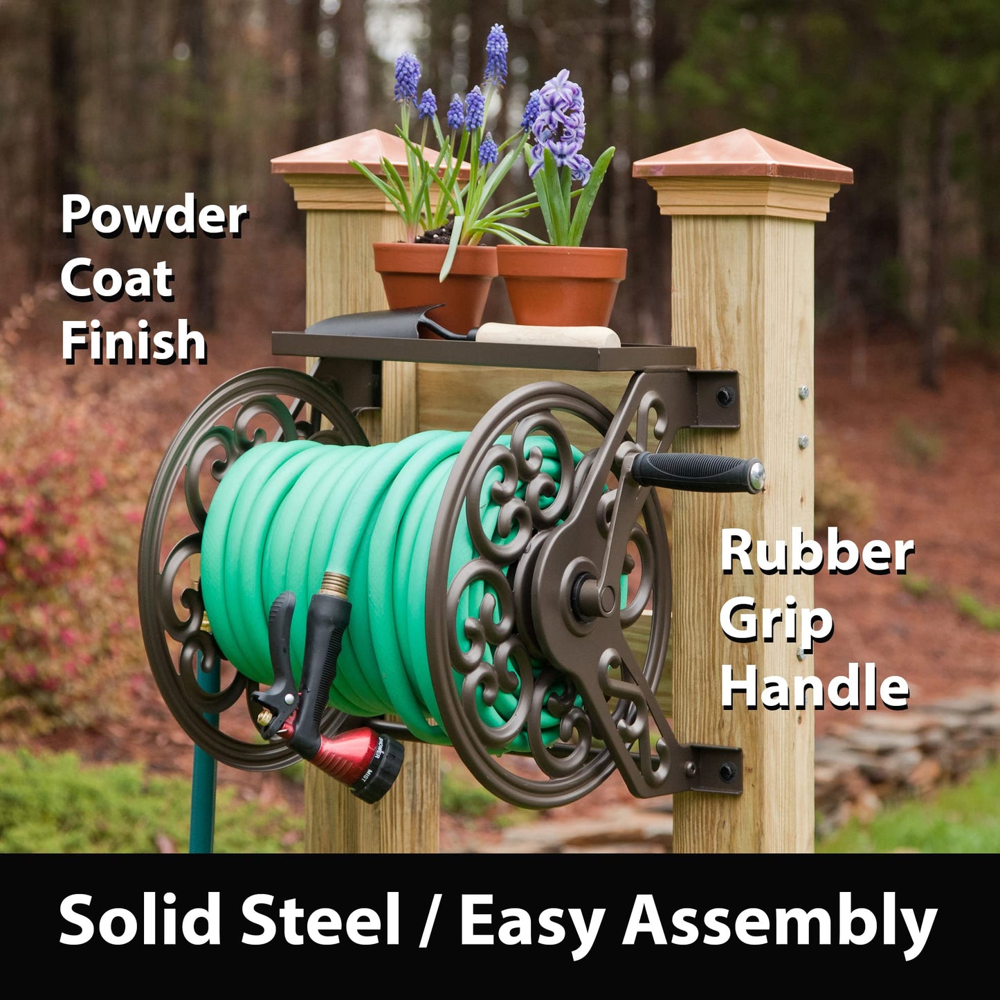 LIBERTY GARDEN 708 Steel Decorative Wall-Mount Hose Reel - Bronze