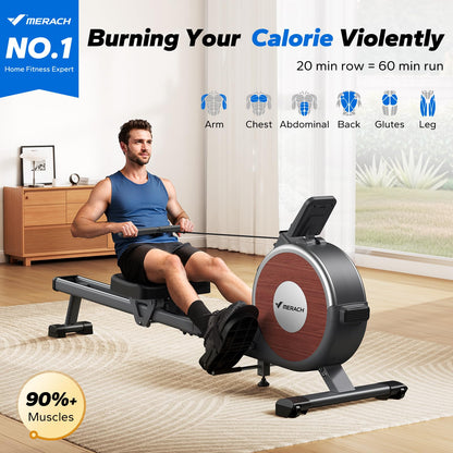 MERACH Magnetic Rowing Machine - 16 Levels, Quiet Resistance