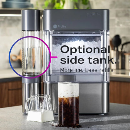 Countertop Nugget Ice Maker with Side Tank | Ice Machine with WiFi Connectivity | Smart Home Kitchen Essentials | Stainless Steel