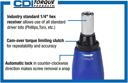 Torque 401SM Micro Adjustable Torque Screwdriver, Torque Range 5 to 40-Inch Pounds, 1/4-Inch