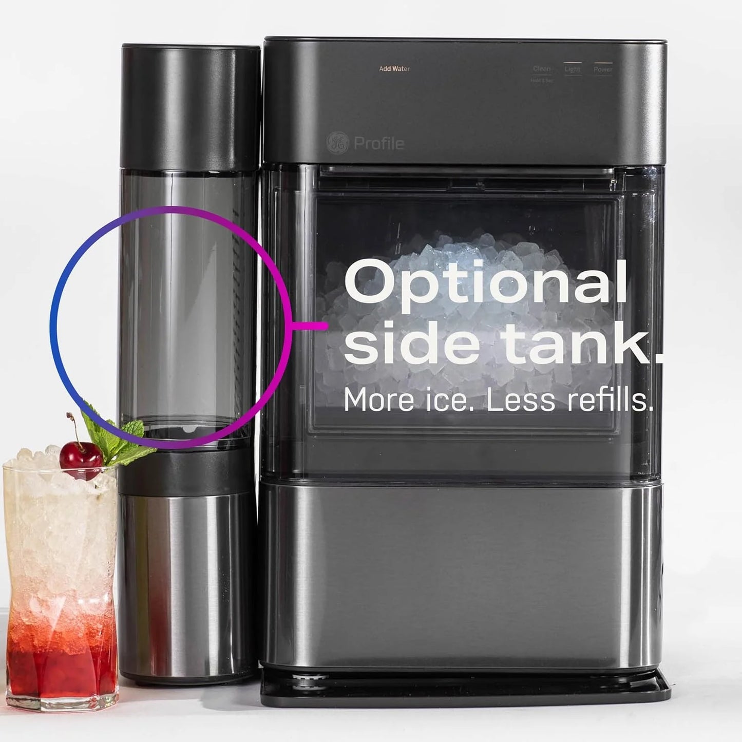 Countertop Nugget Ice Maker with Side Tank | Ice Machine with WiFi Connectivity | Smart Home Kitchen Essentials | Stainless Steel