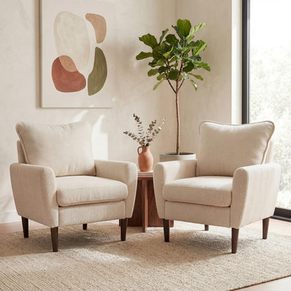 OLIXIS Comfy Mid-Century Accent Chair with Pillow - Beige
