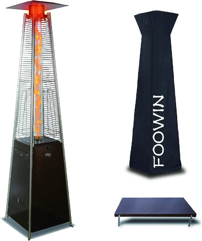 Pyramid Patio Propane Heater48,000 BTU Outdor Patio Flame Heater With Wheels,Waterproof Cover Quartz Glass Tube Propane Heater for Patio, Party, Backyard, Garden, Decoration(Bronze)