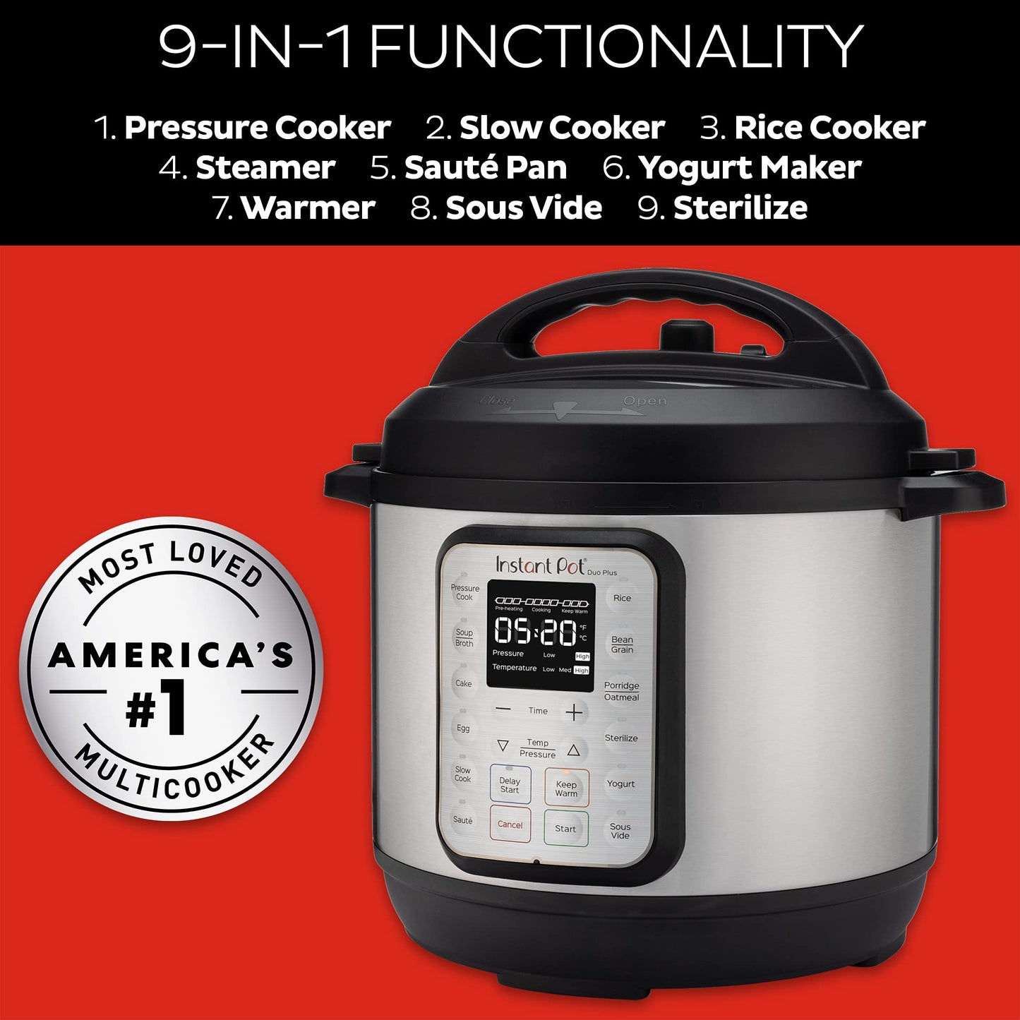 INSTANT POT Duo Plus 9-in-1 Electric Pressure Cooker, 3 Quart