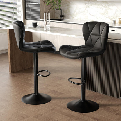 NALUPATIO Modern Bar Stools Set of 2 - Adjustable Faux Leather