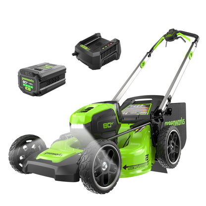 GREENWORKS 80V Self-Propelled Cordless Lawn Mower with Battery