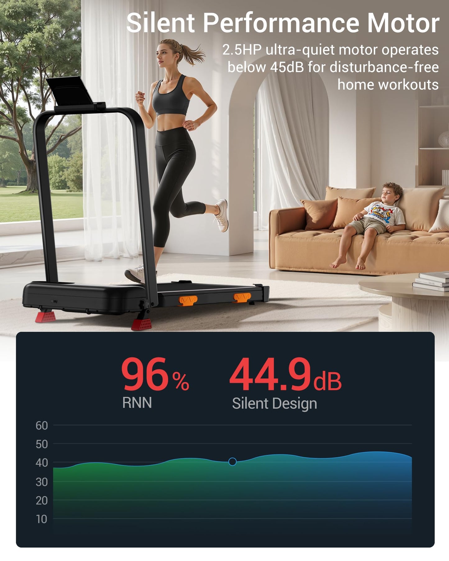 LONTEK 3-in-1 Foldable Treadmill for Home & Office Use
