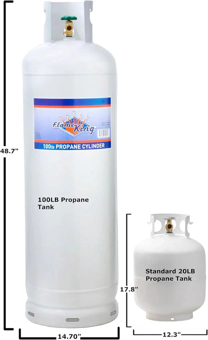 Steel Propane Tank Cylinder with POL Valve and Collar, Great for Mixed Heating Systems, Home fireplaces, Dryers and Grills-Flame King