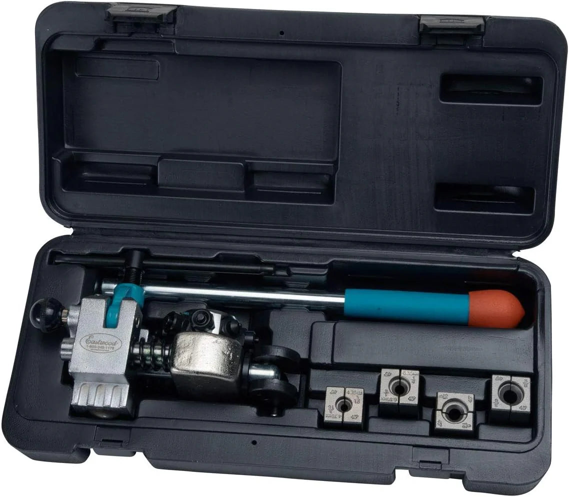 Brake Line Flaring Tool Kit | 45° Degree Single Double & Bubble Brake Tubing Flares | Use with Hydraulic Hose | Ideal for Stainless Steel Tube or Copper Pipe | Inc 4 Split Dies