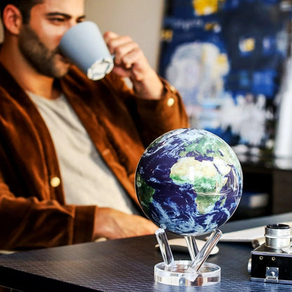 MOVA 4.5" Self-Rotating Globe Earth with Clouds, Light Powered