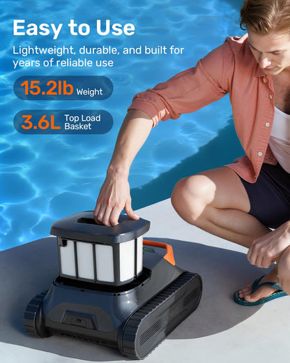 GOSVOR LiteVac G1 Pool Vacuum - Wall, Waterline & Smart Navigation