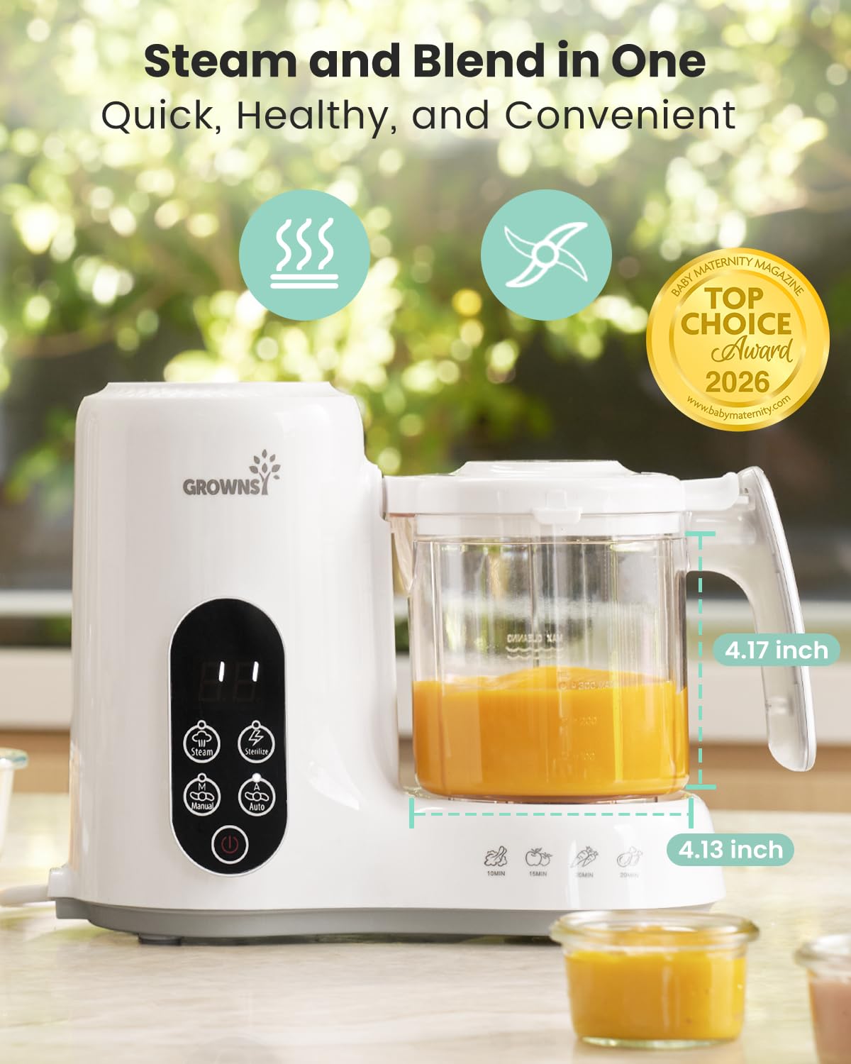 GROWNSY Baby Food Maker - One Step Steamer & Grinder