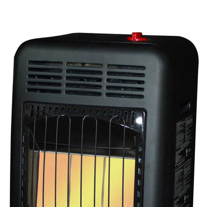 Portable Propane Radiant Heater by Brand Name, 18,000 BTU, Outdoor Use, Includes Regulator & Hose, Safety Features, Mobile Cabinet Design