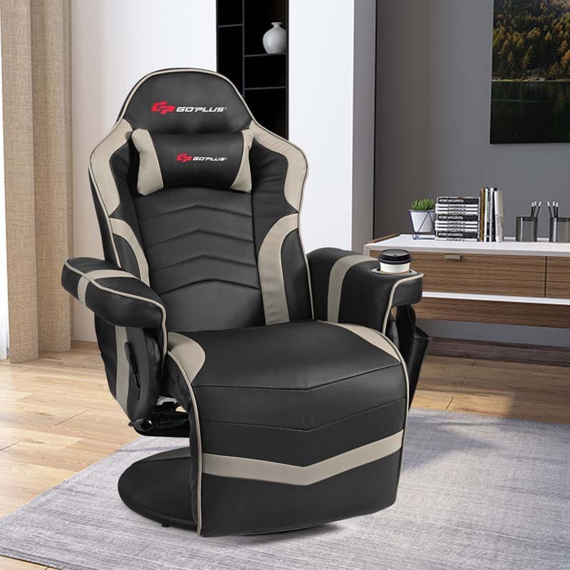 Pu Leather Massage Gaming Chair Ergonomic High Back Racing Style Gaming Recliner With Adjustable Backrest Amp Footrest Cup Holder Side Pouch - Comfortable And Ergonomic Design