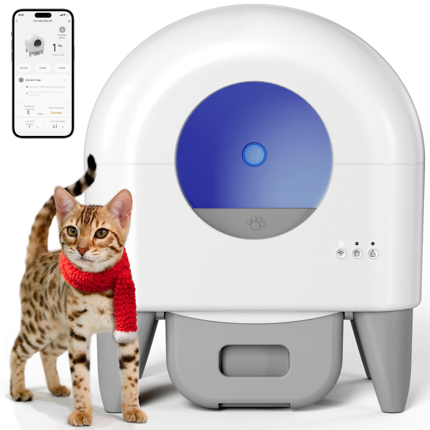 FUMOI Automatic Cat Litter Box with App Control & Capacity
