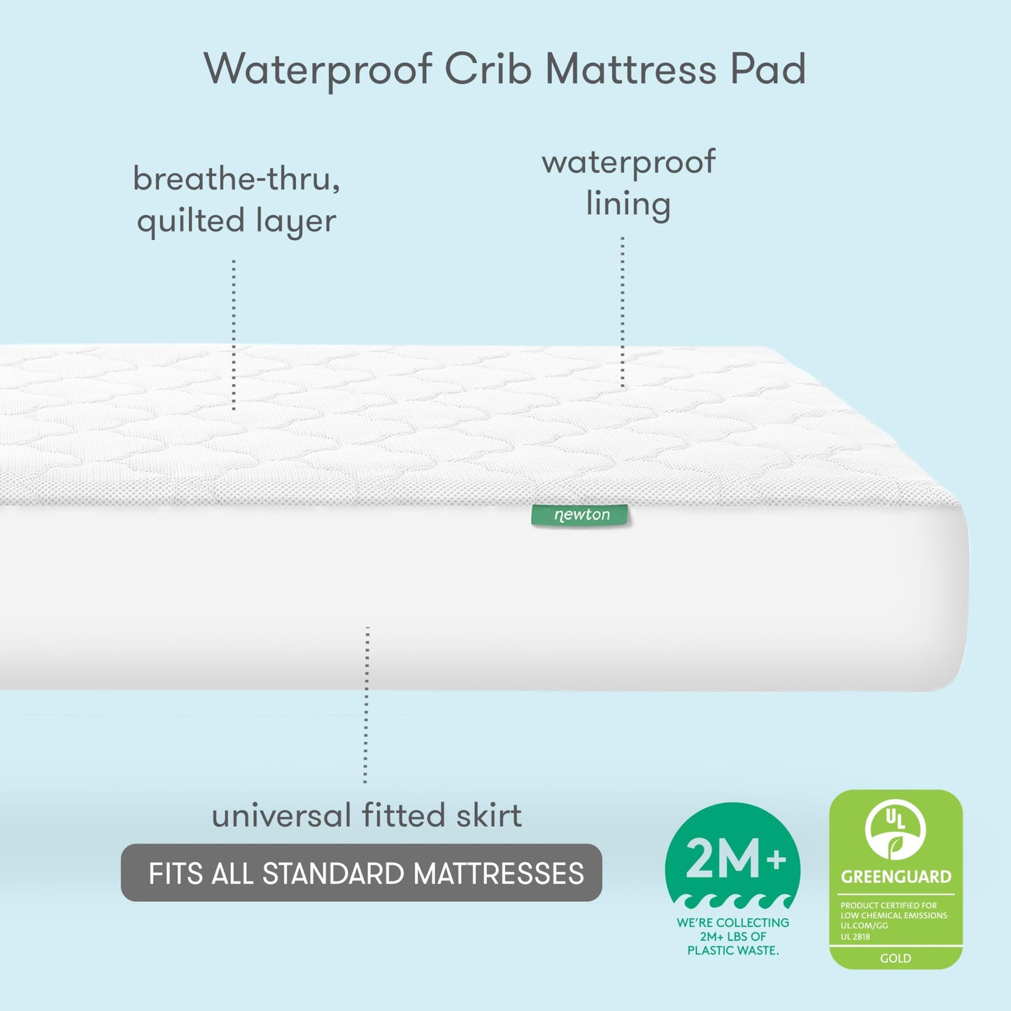 NEWTON BABY Waterproof Crib Mattress Pad | Ultra-Breathable Comfort
